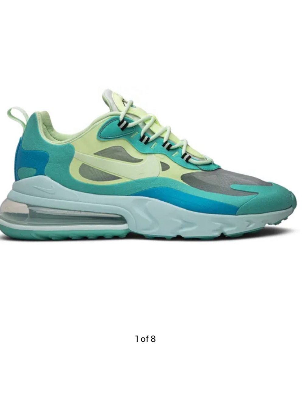 Nike Air Max 270 React Teal Lime Meash lace up Sneakers size 10.5 US